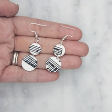 Load image into Gallery viewer, S and M Double Circle Shaped White Music Notes Dangle Handmade Earrings