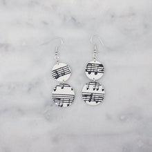 Load image into Gallery viewer, M and L Double Circle Shaped White Music Notes Dangle Handmade Earrings