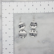 Load image into Gallery viewer, M and L Double Circle Shaped White Music Notes Dangle Handmade Earrings