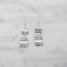 Load image into Gallery viewer, Circle and Arch White Shaped Music Notes Dangle Handmade Earrings