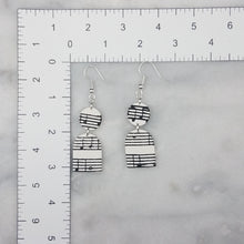 Load image into Gallery viewer, Circle and Arch White Shaped Music Notes Dangle Handmade Earrings