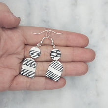 Load image into Gallery viewer, Circle and Arch White Shaped Music Notes Dangle Handmade Earrings