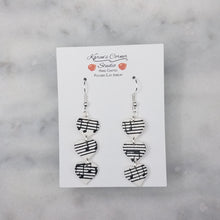 Load image into Gallery viewer, White Triple S Heart Shaped Music Notes Dangle Handmade Earrings
