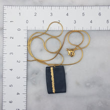 Load image into Gallery viewer, Black and Gold Stripe Rectangle Pendant Necklace
