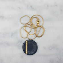 Load image into Gallery viewer, Black and Gold Stripe Circle Pendant Necklace
