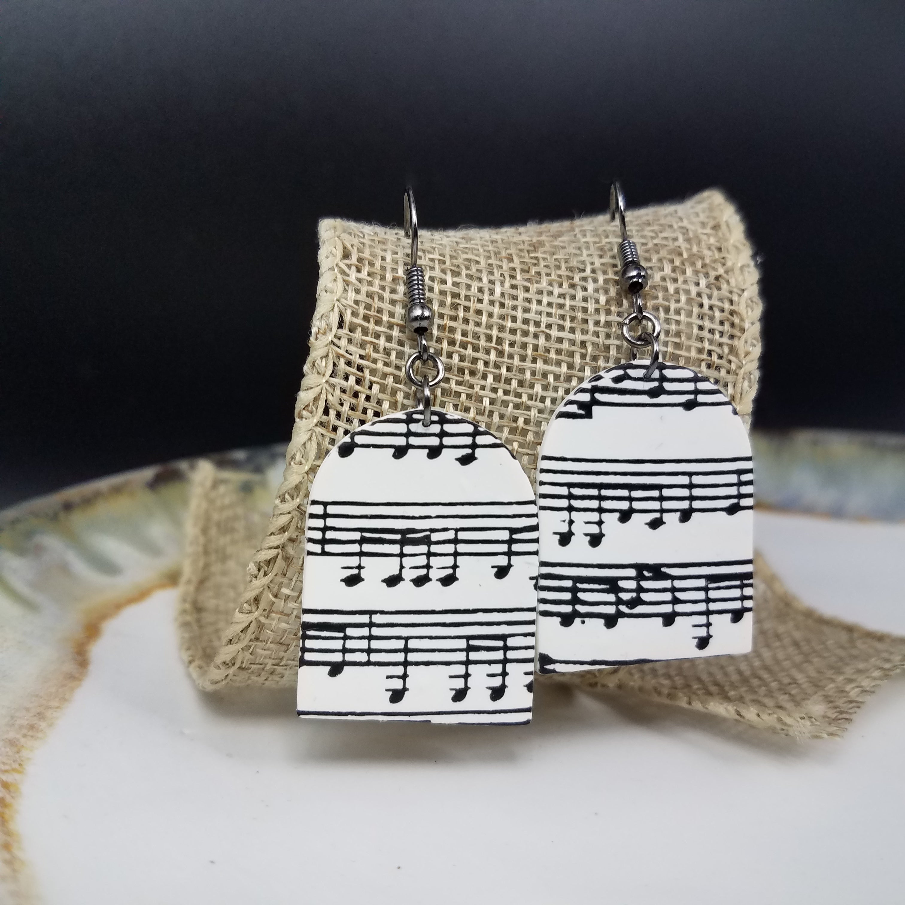 Musical Note Earrings Handmade Hypoallergenic Silver Plated Fishhooks