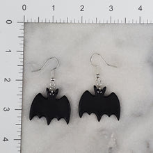 Load image into Gallery viewer, Bat M Handmade Solid Black Dangle Handmade Earrings
