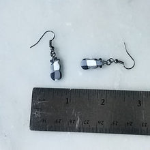 Load image into Gallery viewer, White Buffalo Plaid Polymer Clay Mini Snowman Dangle Handmade Earrings