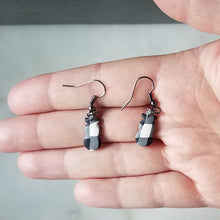 Load image into Gallery viewer, White Buffalo Plaid Polymer Clay Mini Snowman Dangle Handmade Earrings
