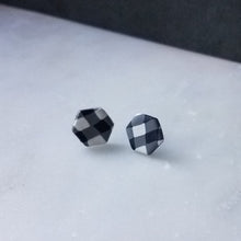 Load image into Gallery viewer, White Buffalo Plaid Polymer Clay Hexagon Post Earring