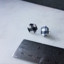 Load image into Gallery viewer, White Buffalo Plaid Polymer Clay Hexagon Post Earring