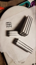 Load image into Gallery viewer, White Buffalo Plaid & Long Red Bow Polymer Clay Square Dangle Handmade Earrings
