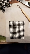 Load image into Gallery viewer, White Buffalo Plaid & Long Red Bow Polymer Clay Square Dangle Handmade Earrings