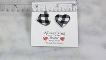 Load image into Gallery viewer, M Black and white buffalo plaid heart Post Handmade Earrings
