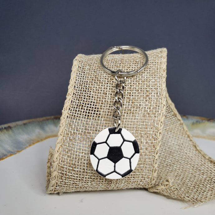 Soccer Ball Handmade Polymer Clay Keychain