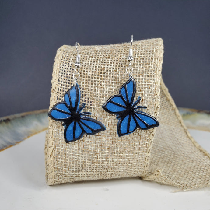 M Cobalt Blue Butterfly Dangle Handmade Earrings