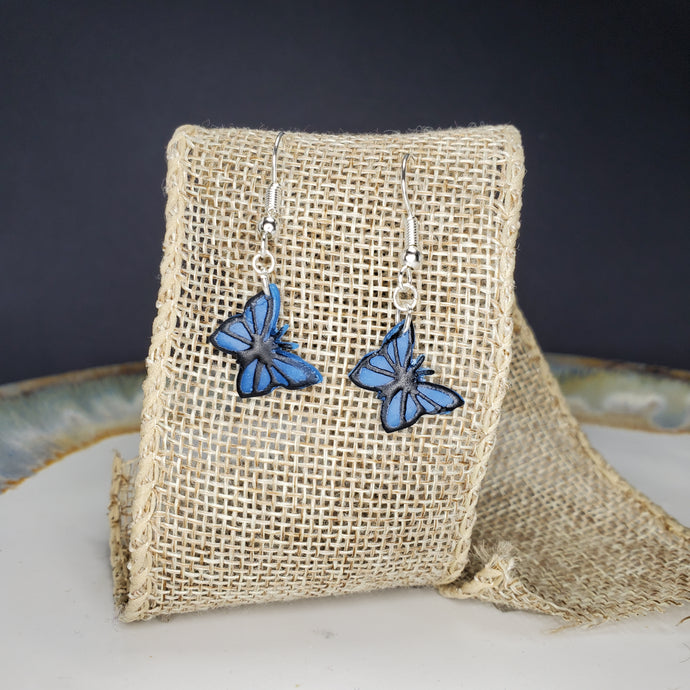 S Cobalt Blue Butterfly Dangle Handmade Earrings