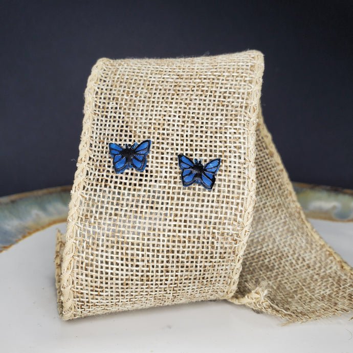 XS Cobalt Blue Handmade Butterfly Post Earrings