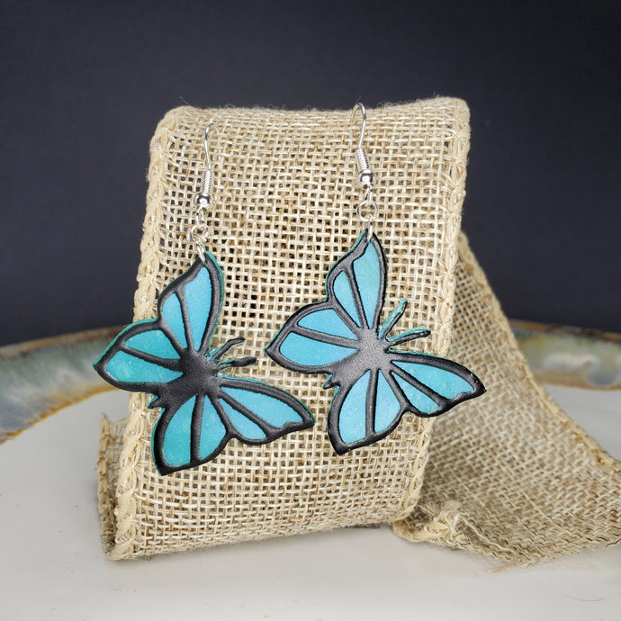 L Turquoise Butterfly Dangle Handmade Earrings