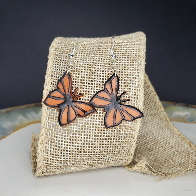 M Orange Butterfly Dangle Handmade Earrings