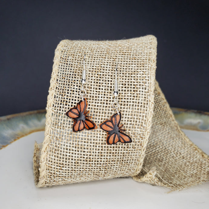 S Orange Butterfly Dangle Handmade Earrings