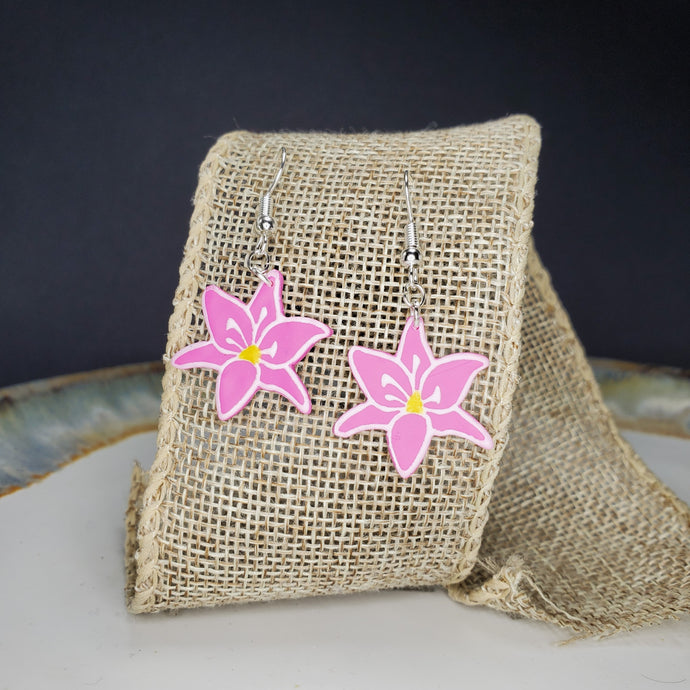 M Pink Oriental Lily Dangle Handmade Earrings