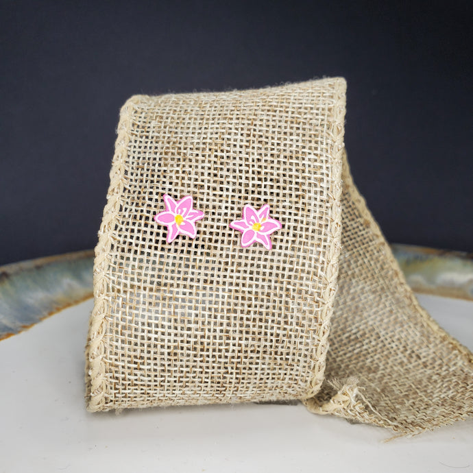 XS Pink Oriental Lily Handmade Post Earrings
