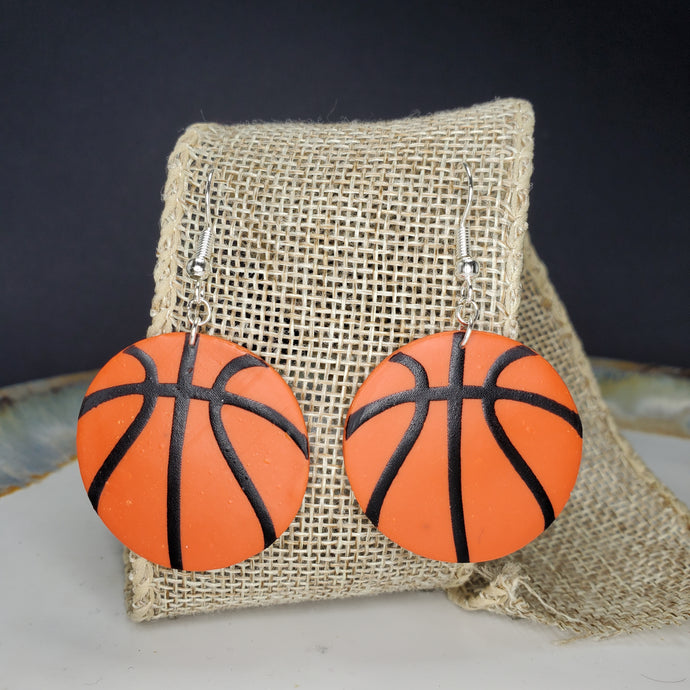 L Orange Basketball Dangle Handmade Earrings