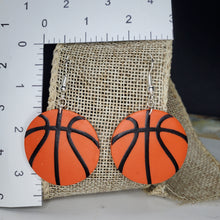 Load image into Gallery viewer, L Orange Basketball Dangle Handmade Earrings
