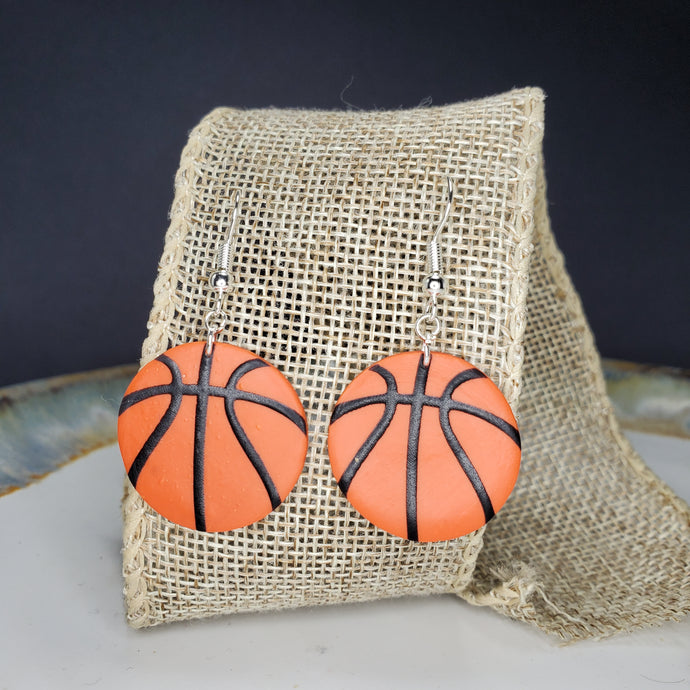 M Orange Basketball Dangle Handmade Earrings