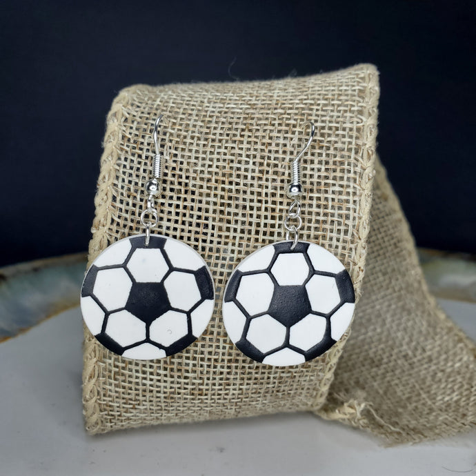 M Soccer Ball Dangle Handmade Earrings