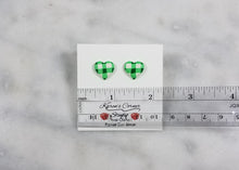 Load image into Gallery viewer, Green and White Buffalo Plaid Heart Post Earring - Small
