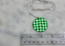 Load image into Gallery viewer, Green and White Buffalo Plaid Circle 24&quot; Necklace
