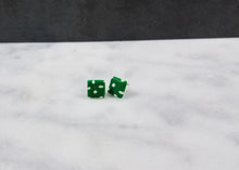 Load image into Gallery viewer, Green and White Polka Dot Square Post Earring - Small
