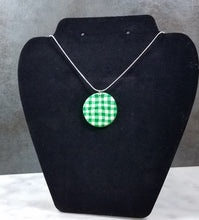 Load image into Gallery viewer, Green and White Buffalo Plaid Circle 24&quot; Necklace
