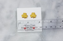Load image into Gallery viewer, S Gold Shamrock Post Handmade Earrings
