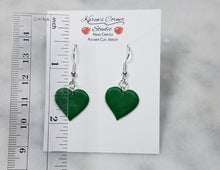 Load image into Gallery viewer, Green Heart Dangle Earrings
