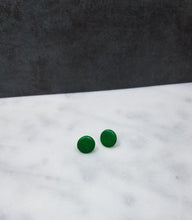 Load image into Gallery viewer, S Green Circle Post Handmade Earrings
