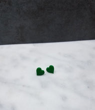 Load image into Gallery viewer, S Green Heart Post Handmade Earrings
