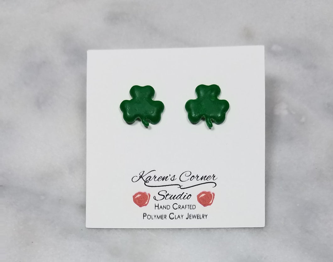 Small Green Shamrock Post Earrings