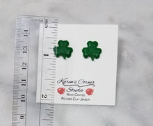 Load image into Gallery viewer, Small Green Shamrock Post Earrings
