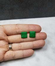Load image into Gallery viewer, S Green Square Post Handmade Earrings
