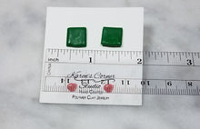 Load image into Gallery viewer, Small Green Square Post Earrings
