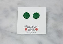 Load image into Gallery viewer, S Green Circle Post Handmade Earrings
