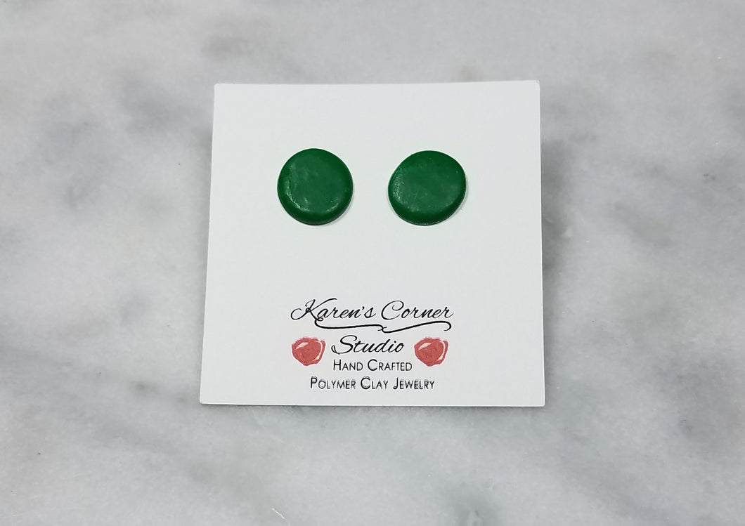 S Green Circle Post Handmade Earrings