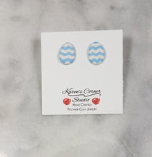 Load image into Gallery viewer, Chevron Egg Shaped Post Handmade Earrings
