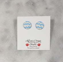 Load image into Gallery viewer, Chevron S Circle Post Handmade Earrings

