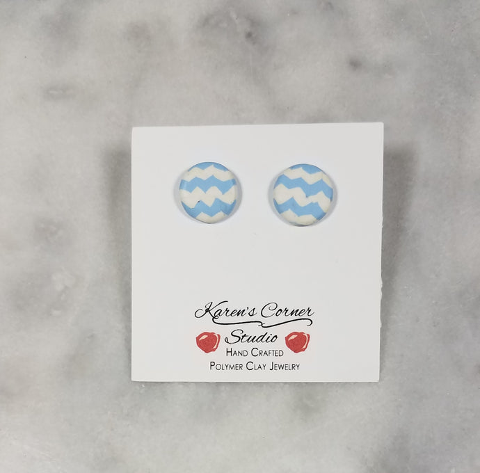 Chevron S Circle Post Handmade Earrings