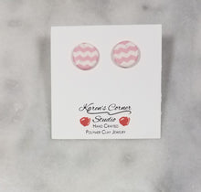 Load image into Gallery viewer, Chevron S Circle Post Handmade Earrings
