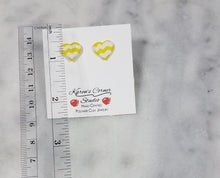 Load image into Gallery viewer, Chevron S Heart Post Handmade Earrings
